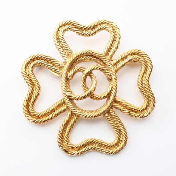 CHANEL Coco Mark Brooch GP (Gold Plated) Women's Gold 2 8 - Picture 1 of 6